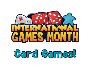 white background, logo for International Games month, text 